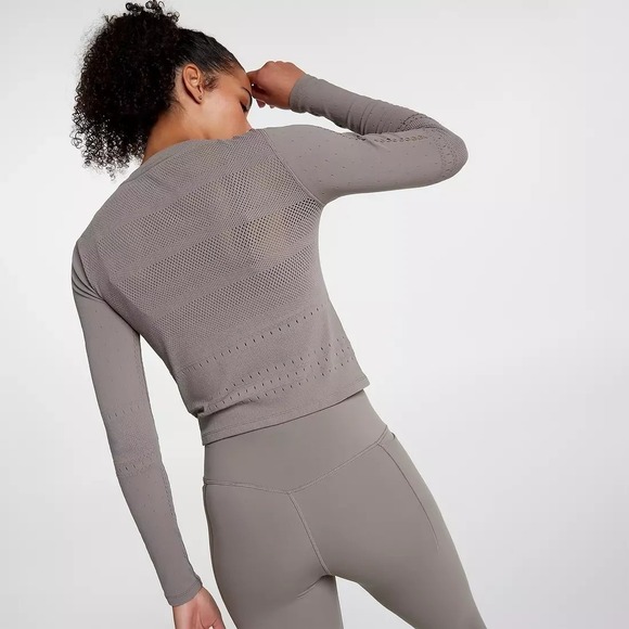 CALIA Focus Pointelle Seamless‎ Long Sleeve T-Shirt L/XL Grey Green - Picture 2 of 7